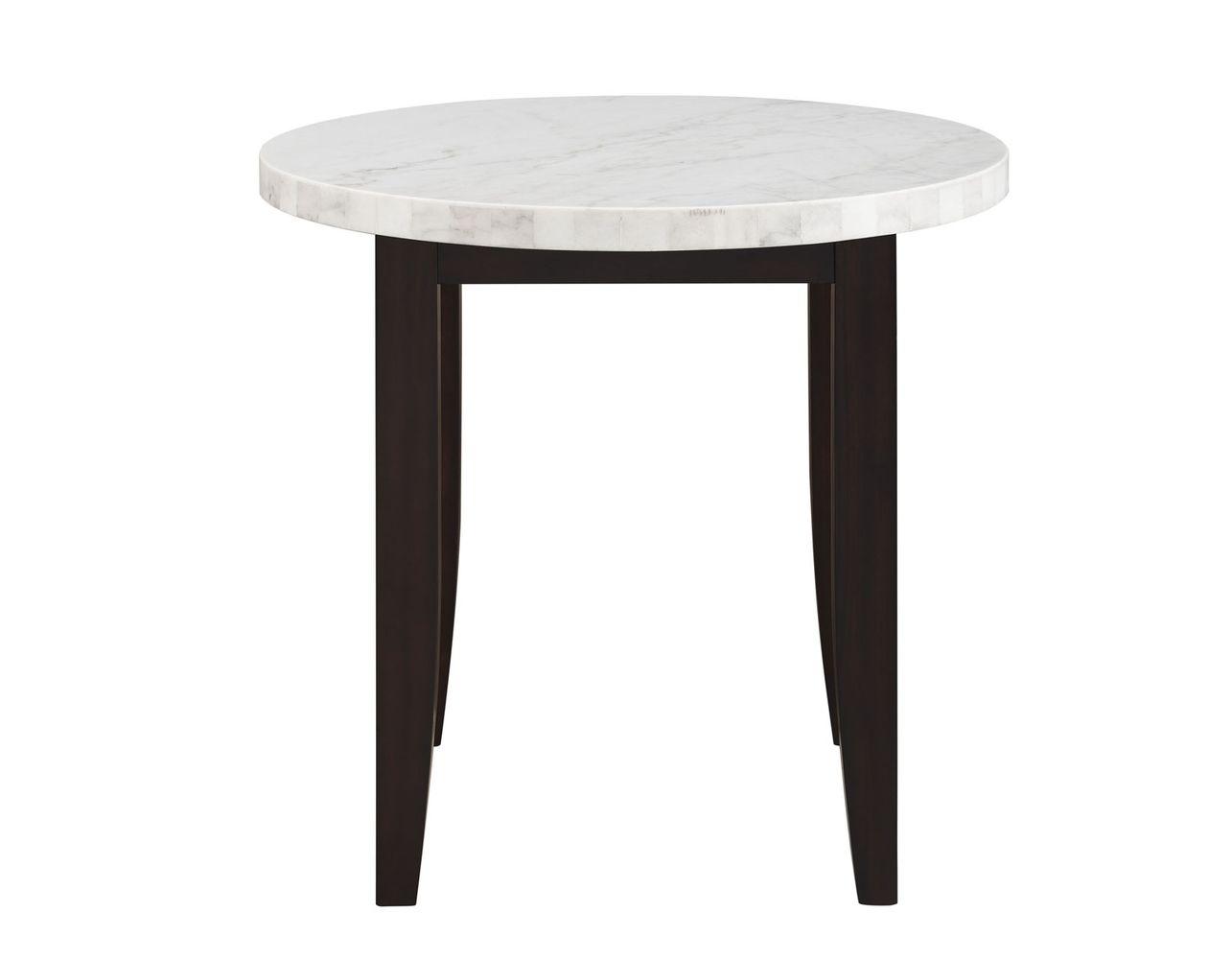 Marble Round Table with 2 Espresso counter height stools